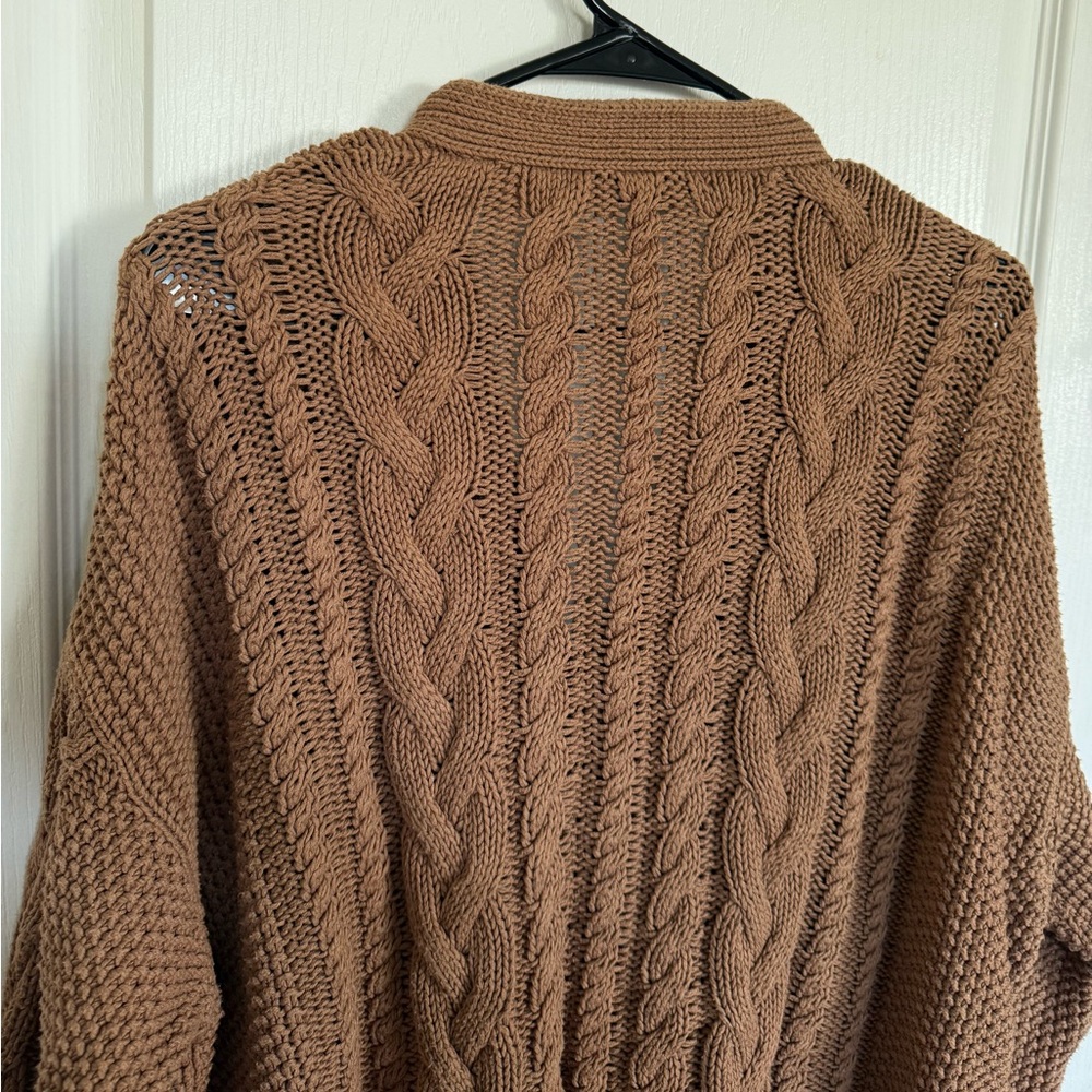 Jenni Kayne Cable Knit Oversized Cardigan In Brown - Picture 8 of 8